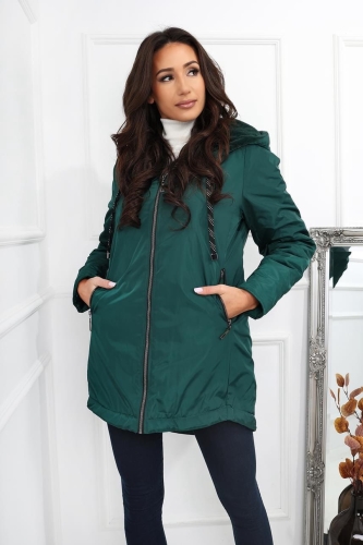 Kurtka ortalionowa butelkowa zieleń - z kapturem - Dina 20258