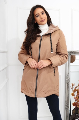 Kurtka ortalionowa beżowa - z kapturem - Dina 6397