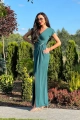 Sukienka Maxi zielona - z drapowaniem w talii - Diana 26723