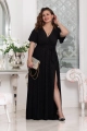 Sukienka Maxi brokatowa czarna - z paskiem w talii - Bella 73346