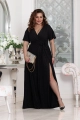 Sukienka Maxi brokatowa czarna - z paskiem w talii - Bella 51299