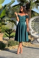 Sukienka Flower Midi zielona - na cienkie ramiączka ozdobione różami  4179
