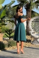 Sukienka Flower Midi zielona - na cienkie ramiączka ozdobione różami  43257