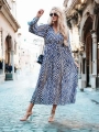 Długa wzorzysta sukienka z wiązaniem na plecach Bona 3117