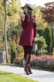 Sukienka Mini burgund z długim rękawem i dopinanym kwiatem - Emma  80966