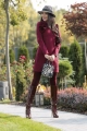Sukienka Mini burgund z długim rękawem i dopinanym kwiatem - Emma  83707