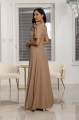 Sukienka Maxi camel - z przypinanym kwiatem Rubi 34152