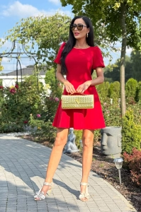 Sukienka krótka czerwona z rękawkiem - Chanel