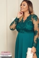 Sukienka zielona długa z koronkową górą i długim rękawem - Paula Maxi 95931