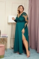 Sukienka zielona długa z koronkową górą i długim rękawem - Paula Maxi 29260
